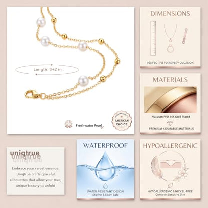 Dainty Layered Ankle Bracelets for Women Waterproof, 14K Gold/Silver Plated Anklets Beaded Satellite Chain Ankle Bracelet Set Trendy Beach Summer Fashion Jewelry Gift - style: Style 6