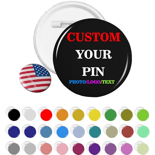 Personalized Photo Pin Buttons Custom Picture Pinback Set of 1-1000PCS Metal Commemorative Buttons - color: BLACK31, size: 1.2in