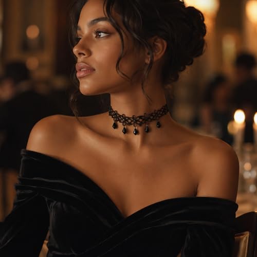 22 Pcs Velvet Choker Necklaces for Women Adjustable Black Choker Necklaces Set Classic Gothic Tattoo Lace Chokers for Christmas Party Cosplay Birthday Gifts