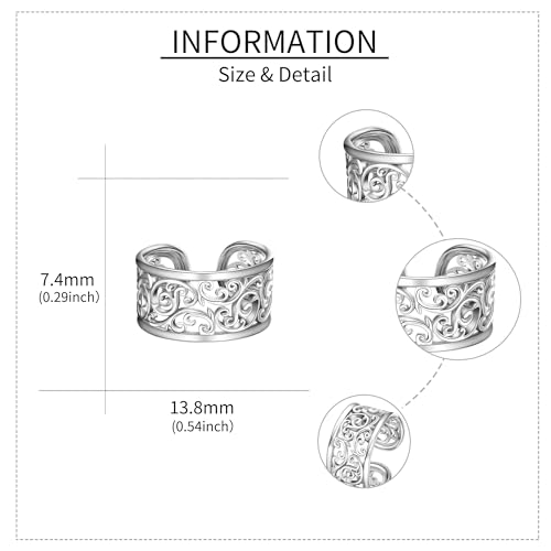 Celtic Knot/Celtic Knot/Bat/Filigree Viking Earrings 925 Sterling Silver Non Piercing Ear Cuff Earrings Cool Earring Cuff for Women Men - color: filigree-B