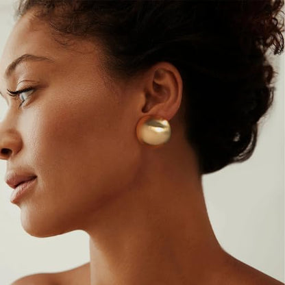 Mytys Two Tone Huggie Hoop Earrings Cross Over Design Twisted Rope Silver Gold Statement Wide Band Clip On Hoops for Women Fashion Jewelry Gift - color: Round Gold