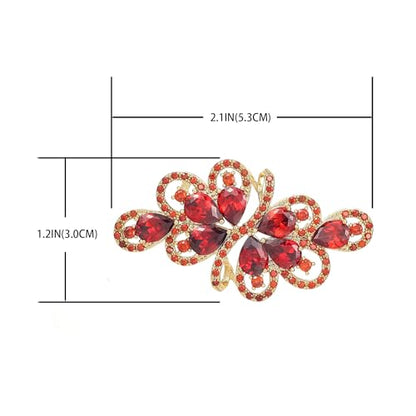 YOQUCOL Cubic Zirconia Crystal Rhinestone Wedding Brooch Pin for Women Brides Jewelry - color: A-Gold Red