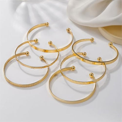 CHICUTIE Gold Bangles Bracelets For Women, 14k Gold Plated Stackable Open Cuff Bracelet Set Charms Trendy Lightweight Elegance Minimalist Textured Boho Jewelry Gift for Women - style: Gold 1