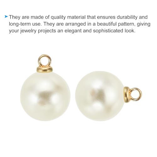 PATIKIL Pearl Charm, 100pcs Pearl Beads Faux Pearl Pendant Charm DIY for Jewelry Making Bracelets Earrings Necklace Crafts - color: Golden Beige, size: 10mm