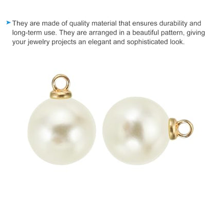 PATIKIL Pearl Charm, 100pcs Pearl Beads Faux Pearl Pendant Charm DIY for Jewelry Making Bracelets Earrings Necklace Crafts - color: Golden Beige, size: 10mm
