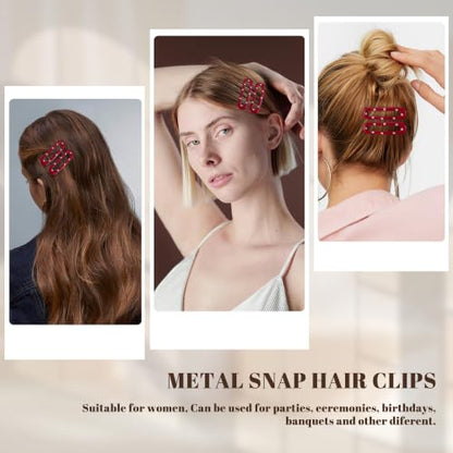 20 PCS Small Rectangle Hair Barrettes For Women Non Slips Snap Clips For Thin Fine Hair,Bright Red,1.97 x 0.55Inch - color: Bright Red