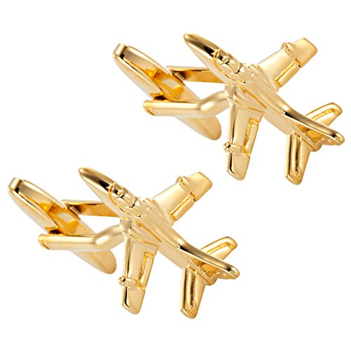 Urban Jewelry Cufflinks for Men, Stainless Steel Tuxedo Shirt Accessories – Black, Silver, Gold Cuff Links for Wedding, Business, Gifts for Father, Husband, Boyfriend, Son - style: Jet Airplane Style
