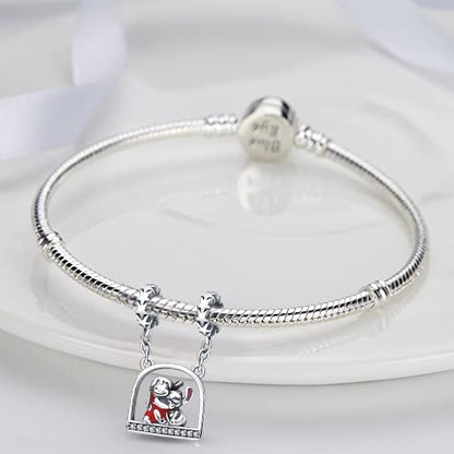 925 Sterling Silver Charms for Bracelets and Necklaces Beads Charms Jewelry Gift for Women - color: Girls and Their Cute Pets