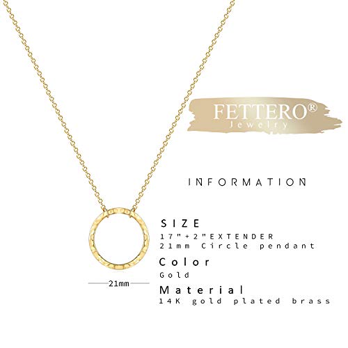 Fettero Pendant Necklace Gold Choker Layered Coin Open Karma Circle Full New Crescent Moon 14K Gold Plated Simple Dainty Necklaces for Women Jewelry Gift - style: Karma Circle Big
