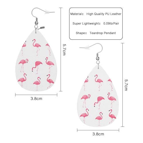 Pink Flamingo Teardrop Earrings For Women Friends Cute Tropical Jungle Flamingo Dangle Earrings Water Drop Earrings Leather Earrings - color: Pink Flamingo