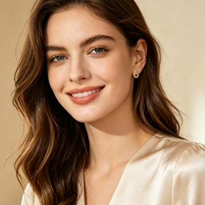 14K Gold Hoop Earrings for Women Thick Large Earrings Lightweight | Gold Plated Huggie Earrings for Women Hypoallergenic (with Gift Box) - color: Twisted CZ-20MM