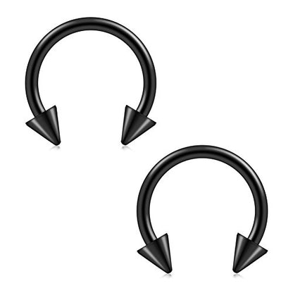 316L Surgical Steel Ball&Spike Horseshoe Nose Septum Piercing Ring CBR 16G - style: 8pcs Black 8mm