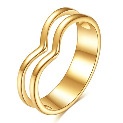 MYNENEY Pointed Classical Promise Ring Stainless Steel Thin Ring For Women - color: Gold, size: 10