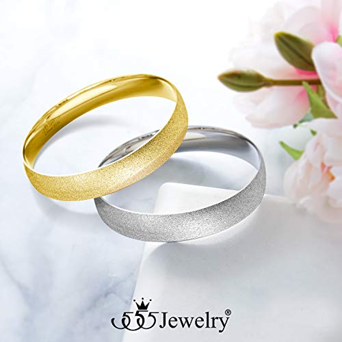 555Jewelry 12mm Wide Stainless Steel Solid Slip On Bangle Bracelet for Women With Small Wrist - color: Glittering Silver (Large)