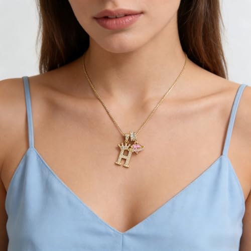 18K Gold & Silver Plated Initial Necklaces for Women - color: H-Gold