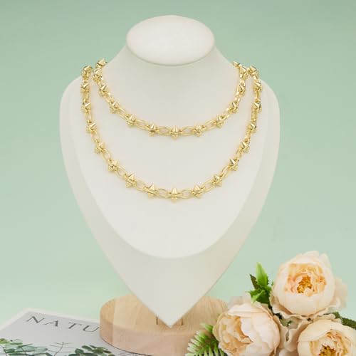 KYUNHOO 13FT Oval Chains Bulk on Spool Gold Craft Chain for Men Women DIY | Gold Plated Iron Chain for Jewelry Making Supplies Punk Hip Hop DIY Chain Bracelet Pants Craft Jewelry with Rivet - color: Oval Cable Gold