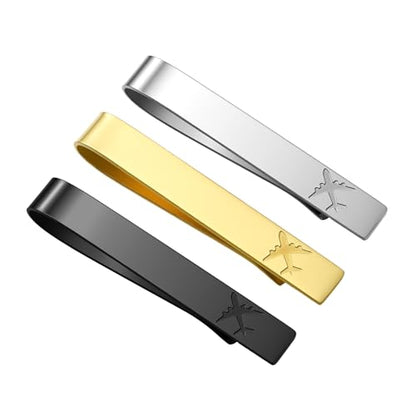 GWD Stainless Steel Tie Clips for Men Classic Tie Bar Clip Set | Ideal Gift for Father, Husband, Boyfriend, Business, Wedding, Tie clip With Gift Box - style: Aeroplane