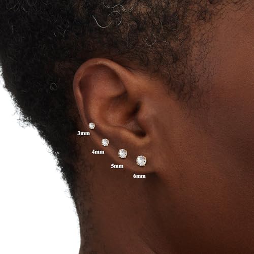 MILACOLATO S925 Sterling Silver Stud Earrings for Women Men Hypoallergenic 18K Gold Plated Cubic Zirconia Earrings Studs Brilliant Simulated Diamond Halo Earring for Sensitive Ears - style: 18K Gold Plated - Round CZ