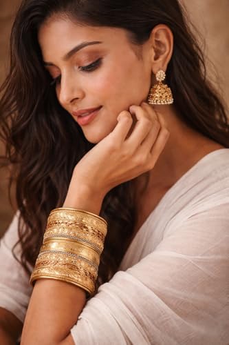 Touchstone Indian Bollywood Handcrafted Slip In Easy To Wear Stylish Wrist Enhancer Designer Broad Jewelry Cuff Bracelet For Women and Men. - style: 1 Broad Convex