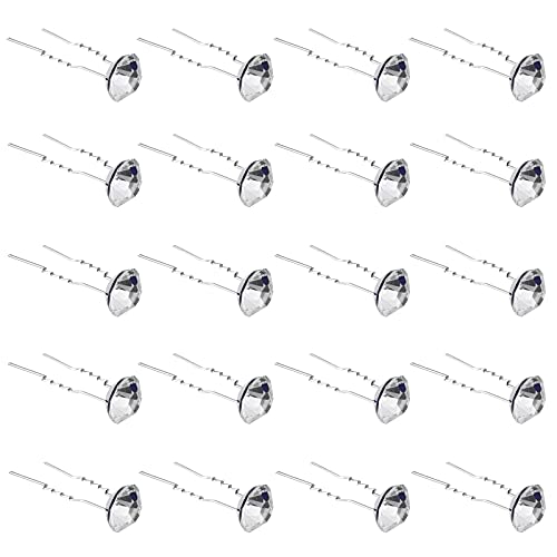 QIUTIMIY 20 Pack (Transparent) Rhinestone Hair Pins Crystal Hair Clips for Bridal Wedding Women Hair Jewelry Accessories, with Clear Container - color: Rhinestone-Transparent