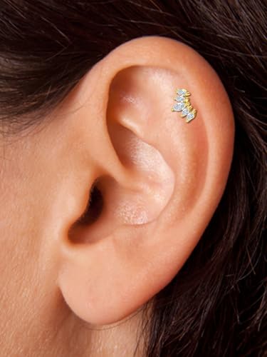 1pc 16G Cartilage Helix Tragus Earrings Jewelry Stainless Steel 6mm Earring Stud Flat & Ball Back Stud Earrings for Women - style: A -flat back, gold