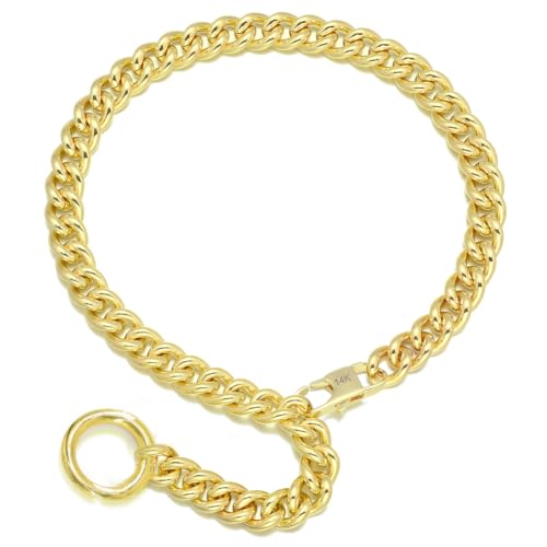 Womens Choker Chain 18K Gold Stainless Steel Cuban Link Gift for her | Adjustable with O Ring Belt tail,0.4inch wide,Punk Rock,Sexy Pendant Xxxt.Necklace - color: Gold