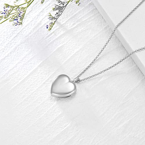 SOULMEET 10K 14K 18K Solid White Gold/Silver Minimalist Style/Infinity Sunflower Heart/Oval Locket Necklace That Holds 1 or 2 Pictures Personalized Photo Locket Necklace Letters Engraving - style: B3-white locket+photo+text