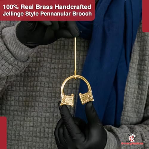 Armory Replicas™ Hand Forged Solid Brass Medieval Cloak Brooch – Viking, Celtic & Fibula Garment Pin Collection - style: Brooch,Brass