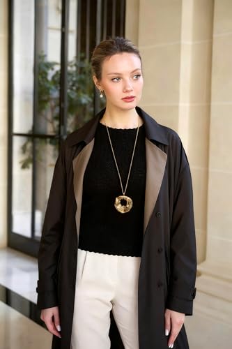 PEARLADA 18k Gold Plated Chain Long Necklace, Boho Sweater Necklace for Women, Geometric Pendant Y Necklace - color: Swirl