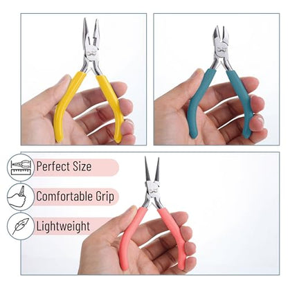 Mr. Pen- Pliers for Jewelry Making, 3 Pack, Chain Nose | Round Nose Pliers Set and Wire Cutter for Beading, Wire Wrapping, Jump Rings, Jewelry Repair, Crafting, DIY - color: Multicolor 2