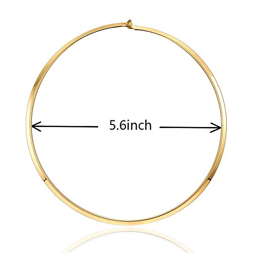 Women's Statement Choker Necklace Exquisite Round Collar Necklace Jewelry In High Polished Round Thin Choker Necklace Jewelry - color: Gold Clip Clasp