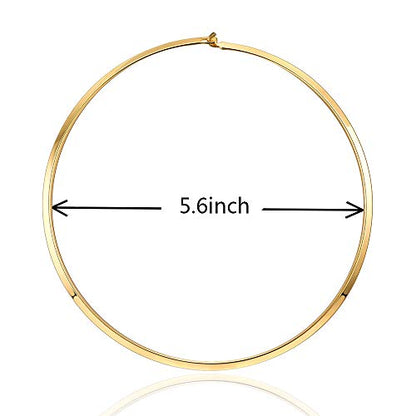 Women's Statement Choker Necklace Exquisite Round Collar Necklace Jewelry In High Polished Round Thin Choker Necklace Jewelry - color: Gold Clip Clasp
