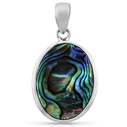Shop LC 925 Sterling Silver Boho Abalone Shell Pendant | Teardrop Shape, Coastal, Beach Jewelry - color: Abalone # 05
