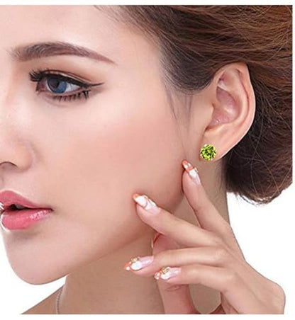 Adabele Authentic Sterling Silver Birthstone Stud Earrings 6mm 8mm Cubic Zirconia Imitation Diamond Gemstone Hypoallergenic Nickel Free Tarnish Resistant Women Fine Jewelry - color: August, size: 8mm/2 Carat/Large
