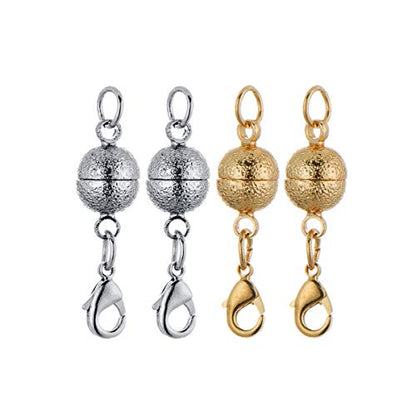 Zpsolution 8mm Ball Magnetic Jewelry Clasp for Necklaces, Bracelets | Magnetic Bead Jewelry Clasps, 8mm Round, Nail Sand Scrub Finish, Magnetic Necklace Clasps And Closures - color: Nail-sand Gold and Silver