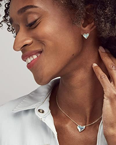 Kendra Scott Ari Heart Adjustable Length Pendant Necklace for Women, Fashion Jewelry - color: GOLD - NEON PINK