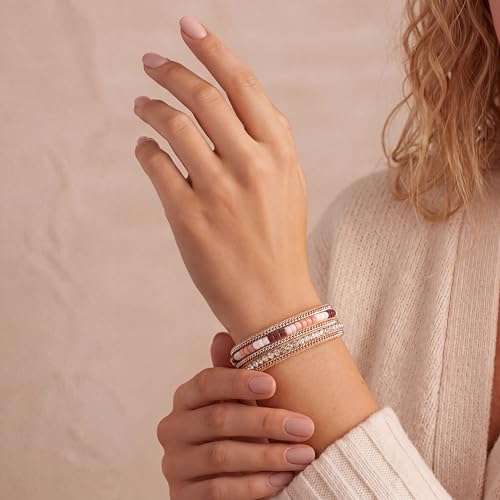 Edoneery Leather Wrap Bracelets for Women, Boho Layered Cuff Bangle | Multi-layer Leather Cuff, Daily wear, Stackable Bangle, Easy on-off, Western Jewelry Gifts for Women - color: Boho-1