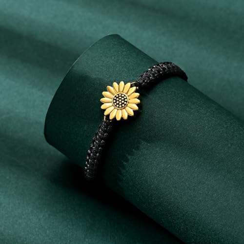 Sunflower Cremation Urn Bracelet for Adjustable Boho Daisy Handmade Cremation Jewelry Braided Rope Bracelets for Women Jewelry Gift With Funnel Kit & Bag - color: Customize