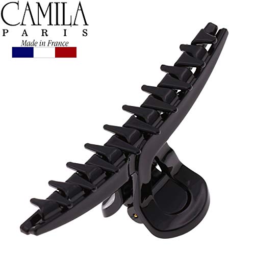 Camila Paris CP2661 French Hair Clip for Women, Narrow, Strong Hold Grip Double Teeth Girls Hair Claw Clips Jaw, Fashion Durable Styling Hair Accessories for Women, Made in France - color: Black 3.25"