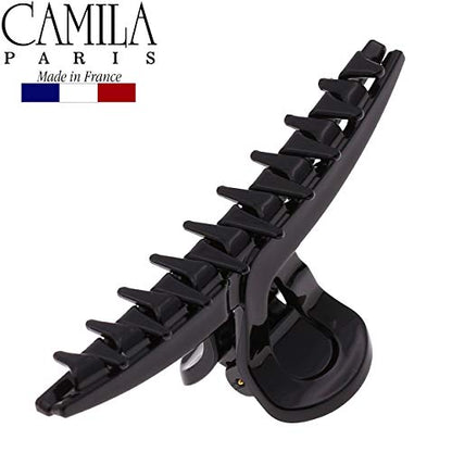 Camila Paris CP2661 French Hair Clip for Women, Narrow, Strong Hold Grip Double Teeth Girls Hair Claw Clips Jaw, Fashion Durable Styling Hair Accessories for Women, Made in France - color: Black 3.25"