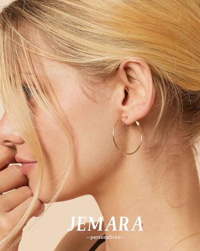 JEMARA Gold Hoop Earrings for Women Hypoallergenic Stainless Steel Large Thin Gold Hoop Earrings Lightweight Big Hoops Aretes de Acero Inoxidable para Mujer 30/40/50/60MM - color: Gold-40mm