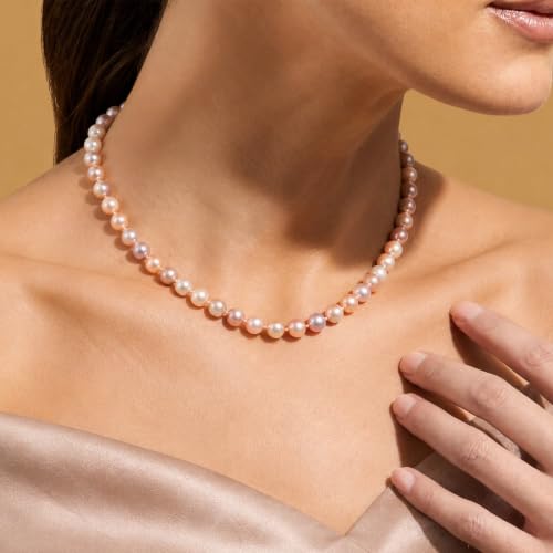 The Pearl Source Real Freshwater Pearl Necklace for Women, Genuine Cultured Freshwater Pearls, Fine Jewelry Gift