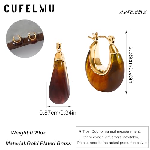 Chunky Hoop Earrings for Women, Lightweight Statement Daily Wear Gifts - color: Brown B