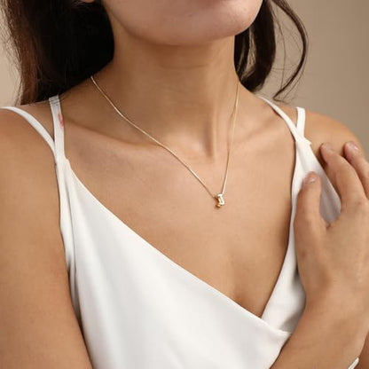 14K Gold Plated Bubble Letter Necklace, Tarnish Free and Waterproof Dainty Initial Necklace for Women, Trendy Personalized Gold Jewelry Gift for Her - color: Gold, style: J