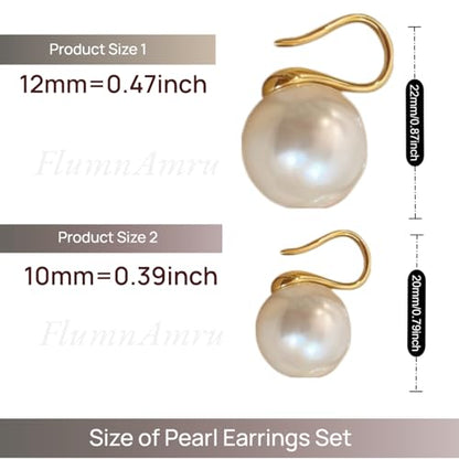 Hypoallergenic Pearl Earrings Set for Women | S925 Sterling Silver & Stainless Steel, Daisy Heart & Hook & Teardrop Dangle & Huggie Hoop, Simulated Pearl, Sensitive Ears - color: Yellow Gold Pearl