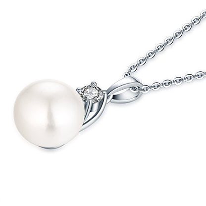 925 Sterling Silver Freshwater Cultured Pearl Pendant Necklace JO WISDOM Jewelry for Women,Girls - color: 10mm,White Pearl
