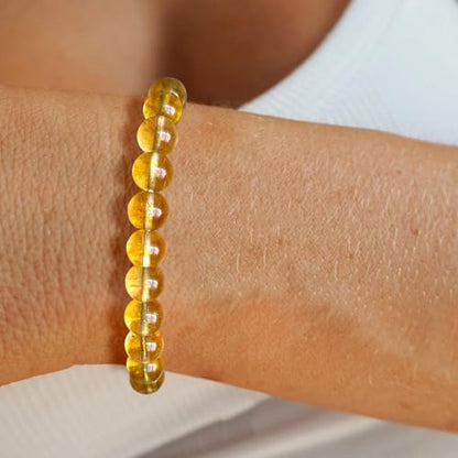 Crystal Beaded Bracelets for Women 4mm Clear Quartz Bead Handmade Gemstone Stretch Elastic Bracelet Natural Stone Crystal Healing Reiki Spiritual Jewelry Gifts - color: Citrine, size: 8mm
