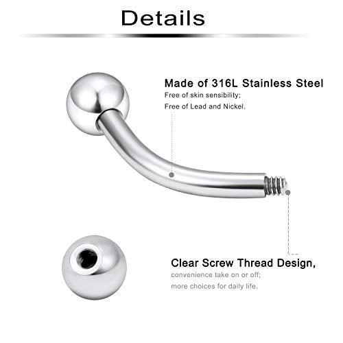 36Pcs 14G Stainless Steel Eyebrow Ring Nipplering Belly Tragus Cartilage Helix Barbell Earrings Body Piercing Jewelry 8-14mm for Women Men