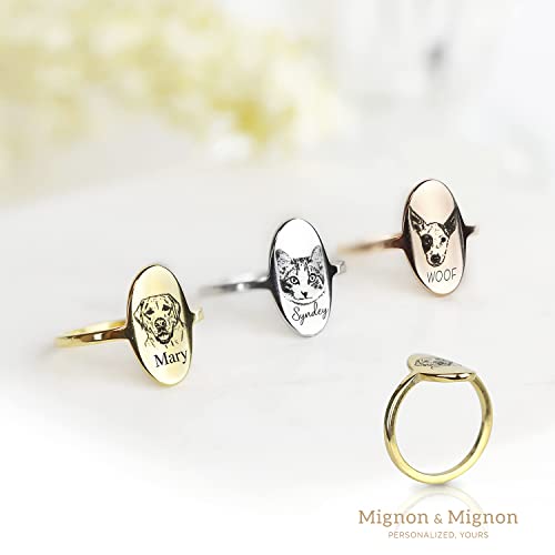 MignonandMignon Custom Pet Portrait Jewelry Mother's Day Gift Dog Lover Personalized Ring for Her Cat Lover Unique - OR-AP