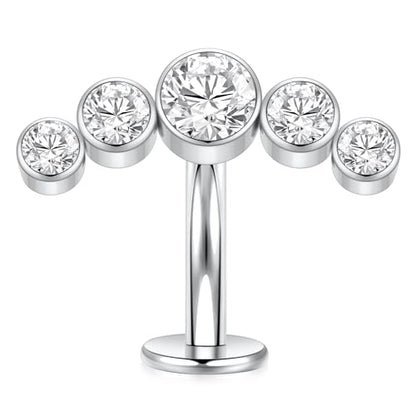 G23 Titanium Belly Jewelry 14G Flat Bottom Floating Belly Button Rings Curved Belly Barbell Navel Ring Belly Piercing 8/10/12/14mm Navel Rings Belly Piercings Jewelry for Women - color: Style5:Silver,5 Round CZ